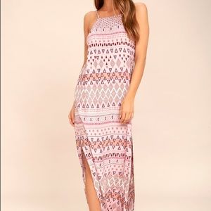 Lulus Mosaic Days Blush Pink Print Maxi Dress